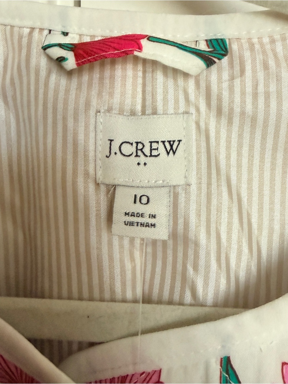 J. Crew White Quilted Jacket with Pink & Red Floral Print - Picture 3 of 6